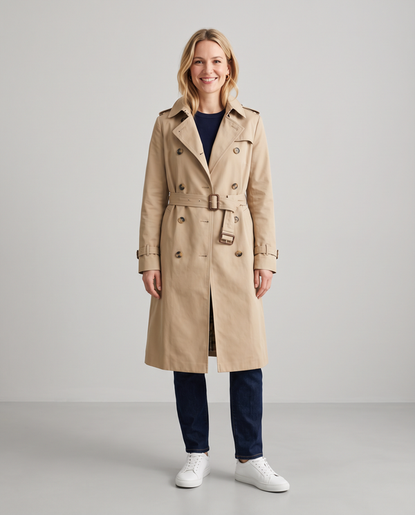 Damen Trenchcoats – Frau im beigen Trenchcoat