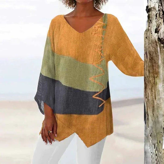 Eladie – Stylisches dreifarbiges Damen-Shirt mit lockerer Passform
