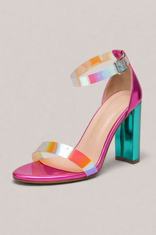 Damen Schuhe mit hohem Absatz, Riemen und runder Spitze - Leyla