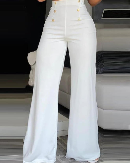 Madrisa Hosen - Modische Damen Hose mit weitem Bein und Knopfverschluss