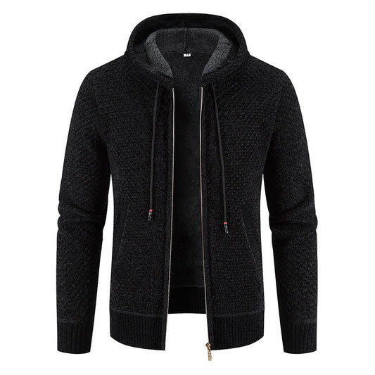 Herrenstrickjacke mit Kapuze und Innenfutter - Rynor
