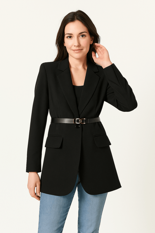Taillierter Damenblazer mit elegantem, klassischem Gürtel – Mila