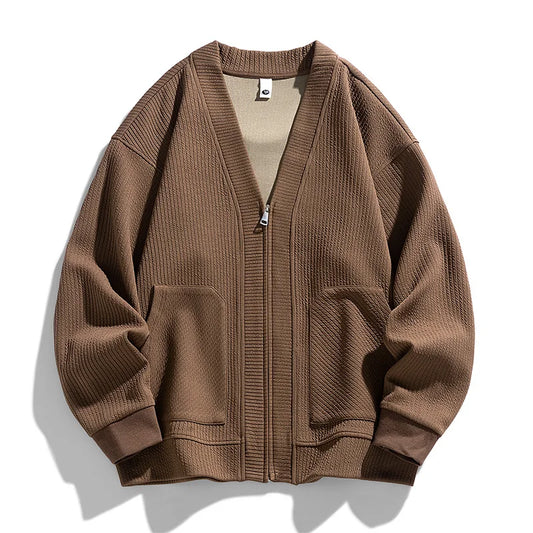 Herren-Strickjacke mit Strukturmuster, Reißverschluss und Taschen – Ciro
