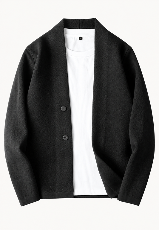 Elegante Strickjacke mit Knöpfen und Schalkragen – Salvatore