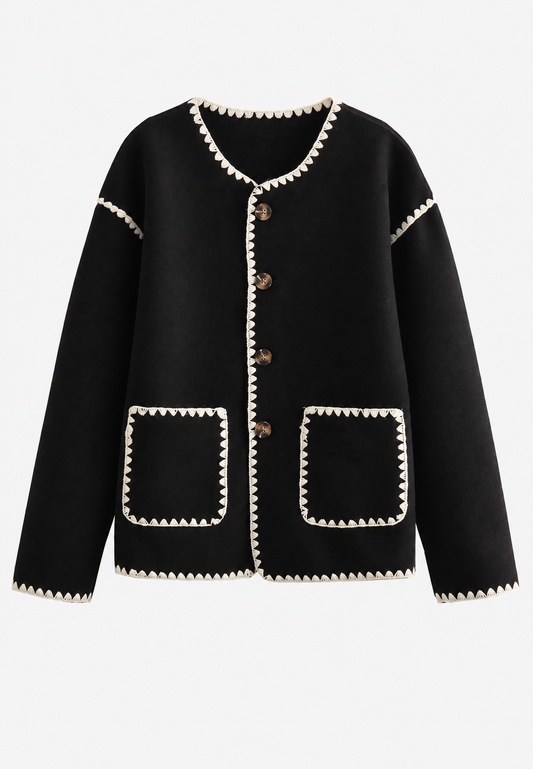 Damen-Strickjacke im Color-Block-Design mit kontrastierenden Bündchen – Émeline