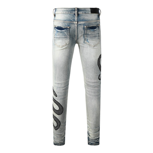 Skinny-Jeans mit Schlangenmuster - Eldric
