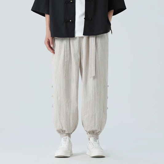 Gino - Herren Elegant Baumwolle-Leinen Sommerhose