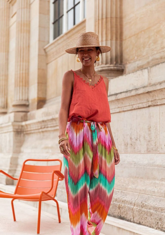 Merlinda – Bunte Hose mit weitem Bein für entspannte Sommertage
