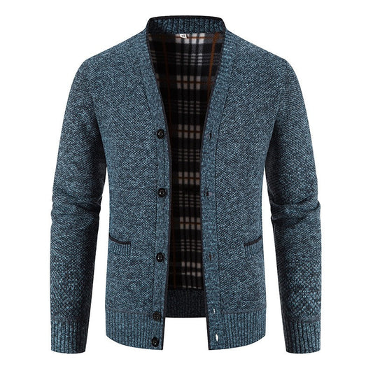Schottenkaro gefütterte Strickjacke für Herren - Morten