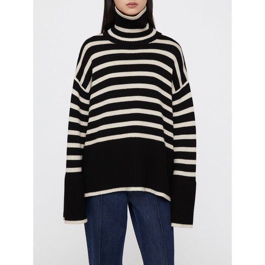 Oversize-Pullover für Damen, gestreift, mit Rollkragen und weiten Ärmeln – Leonie