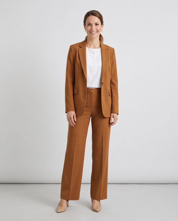 Damen Blazer – Frau im Karamell-Blazer