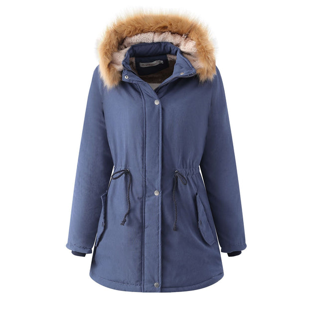 Damen Steppjacke mit Kunstfellkapuze - Doriana