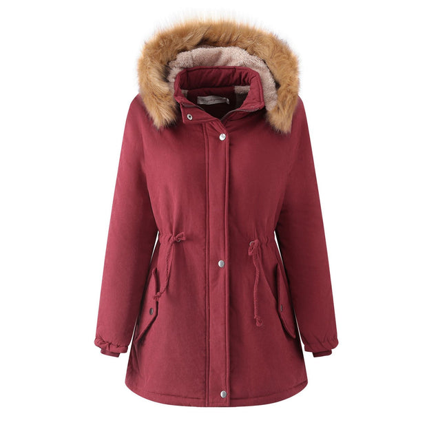 Damen Steppjacke mit Kunstfellkapuze - Doriana