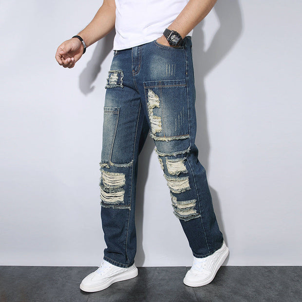 Gerade Herrenjeans mit Rissen - Soren