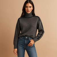 Damen-Rollkragenpullover mit kontrastierendem Rippenbündchen - Emilia