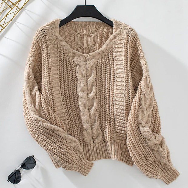 Kia - Damenpullover mit Puffärmeln aus Twisted Mesh mit V-Ausschnitt