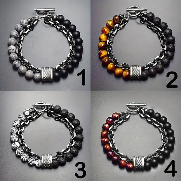 Steel Streaks Tiger Perlenarmband