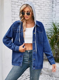 Jeansjacke im Vintage-Look mit Kapuze