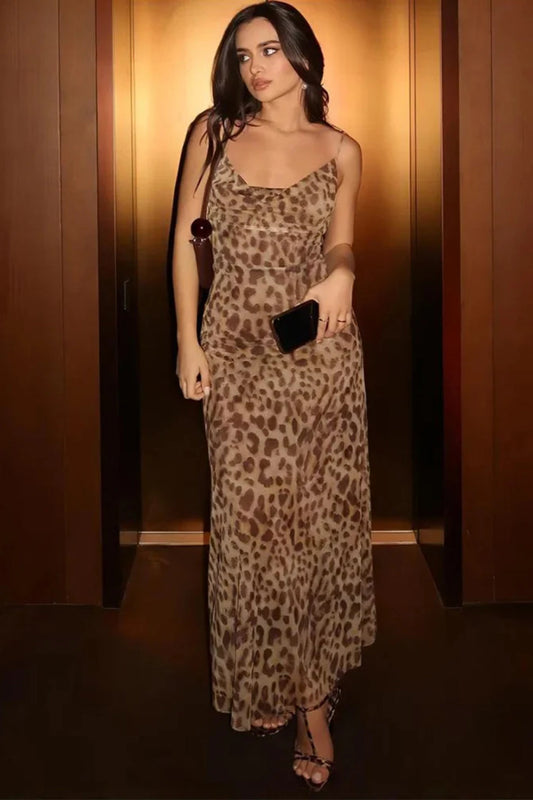Maxikleid mit Leopardenmuster für Frauen - Brunhilde