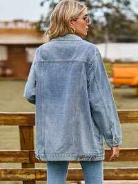 Jeansjacke mit Knopfverschluss, Taschen und lockerer Passform