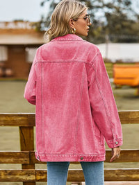Jeansjacke mit Knopfverschluss, Taschen und lockerer Passform