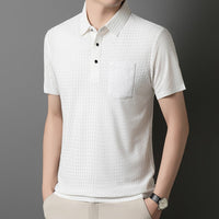Geometrisch gewebtes Herren-Poloshirt mit Fronttasche - Marcelo