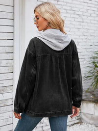 Jeansjacke im Vintage-Look mit Kapuze