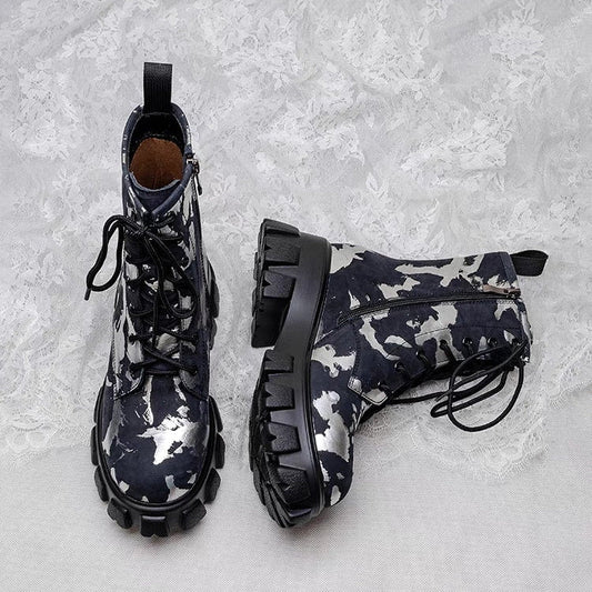 Militärstiefel für Frauen mit künstlerischem Effekt - Ysia
