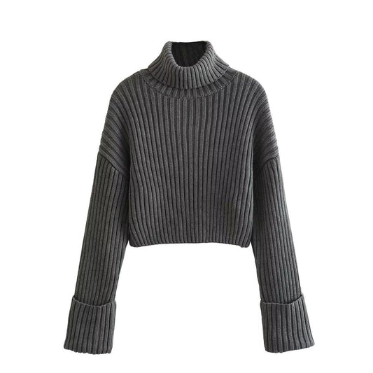 Eva - Damen Gerippter Rollkragenpullover