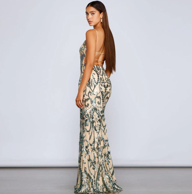 Damen Partykleid mit Paillettenstickerei - Kalea
