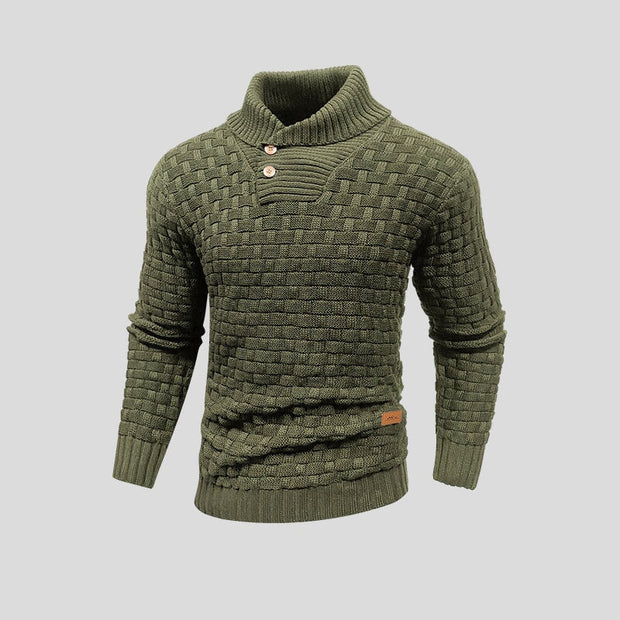 Herrenstrickpullover mit geknöpftem Rollkragen - Keldor