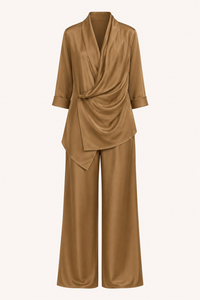 Satin-Set aus Bluse und Hose für Damen – Kerstin