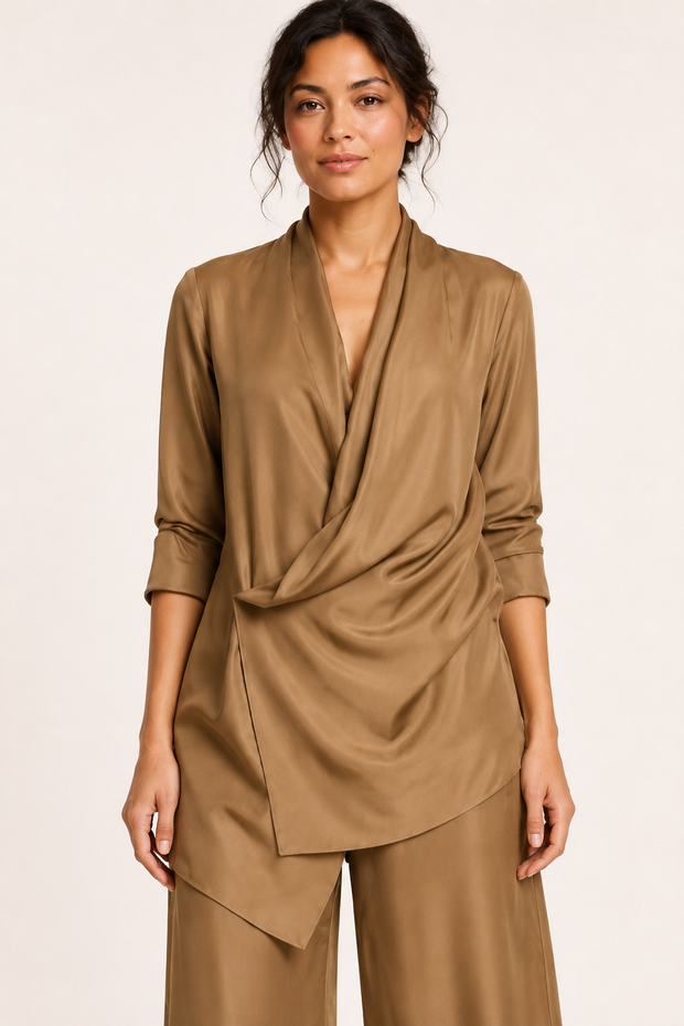Satin-Set aus Bluse und Hose für Damen – Kerstin