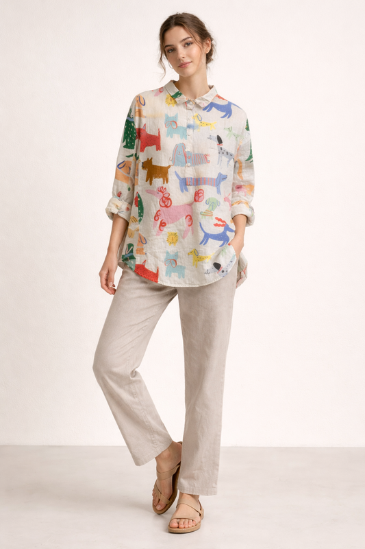Damen Bluse langarm lässig Sommer Druck - Gerlinde