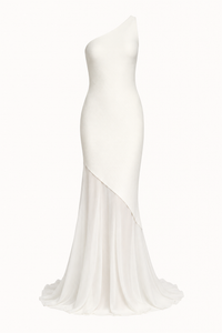 Elegantes, einseitiges langes Kleid für Hochzeitsgäste – Birgit