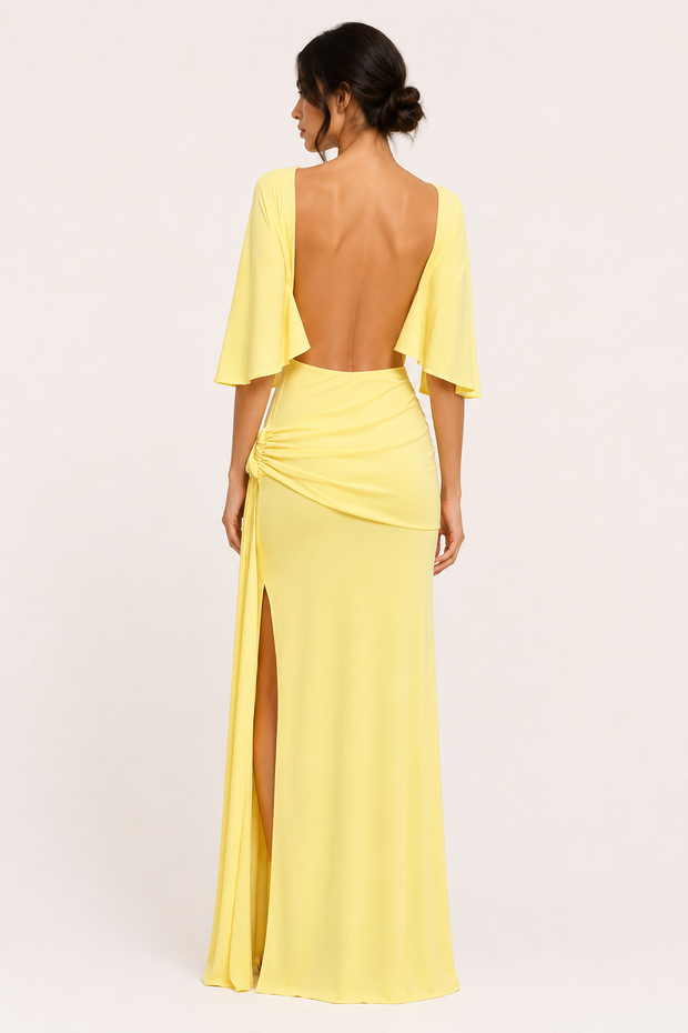 Damen langes Kleid elegant Hochzeit Gast Seitenschlitz - Amelie