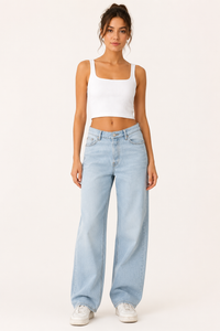 Damenjeans mit hoher Leibhöhe und weitem Bein – Mileidy