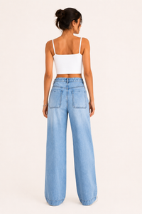 Damenjeans mit hoher Leibhöhe und weitem Bein – Mileidy