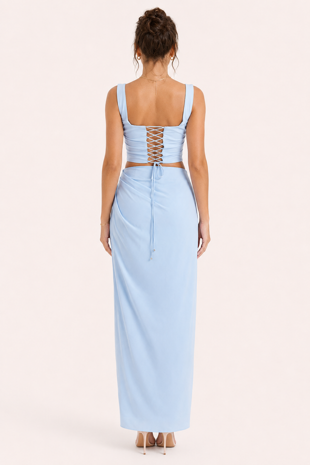 Langes Blumenkleid für Damen mit Schlitz, ideal für Hochzeiten – Lena