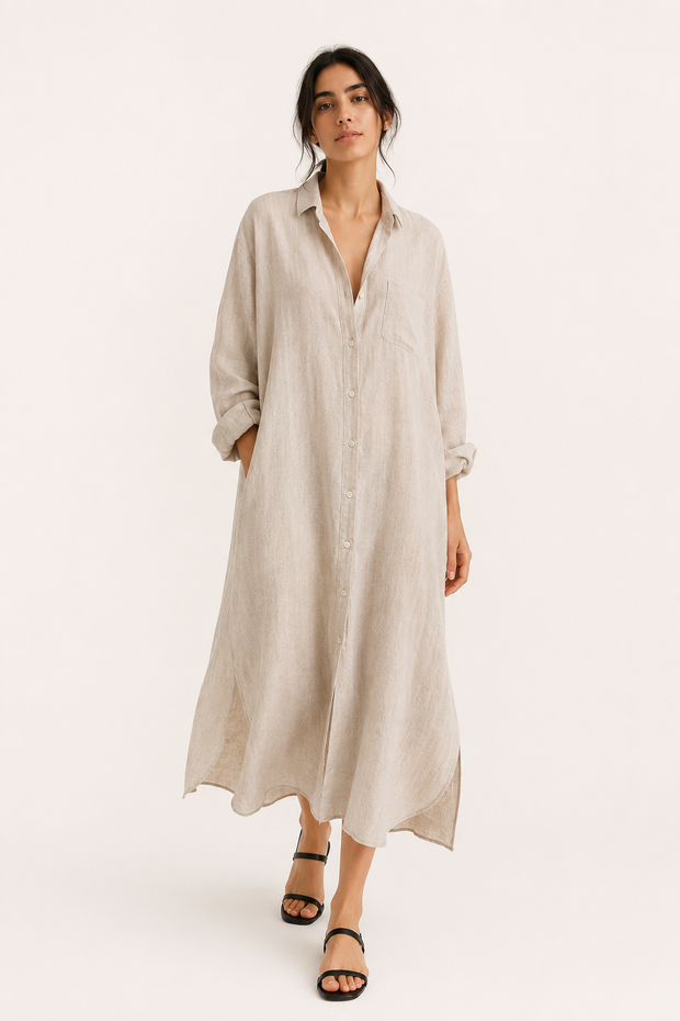Langes Hemdblusenkleid für Frauen - Shanik