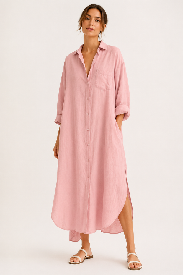 Langes Hemdblusenkleid für Frauen - Shanik