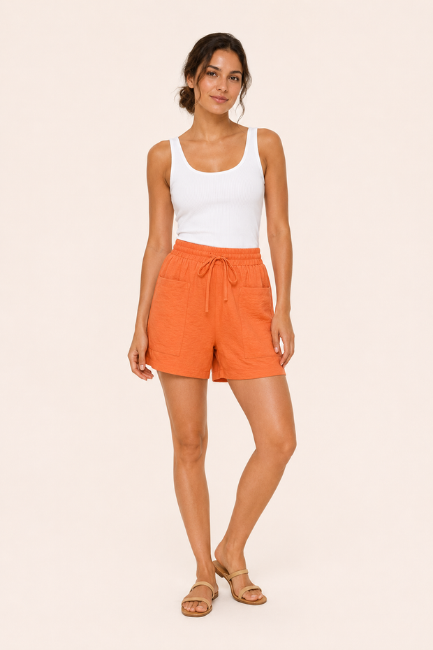 Damen-Shorts mit Gummizug und Fronttaschen - Lanni