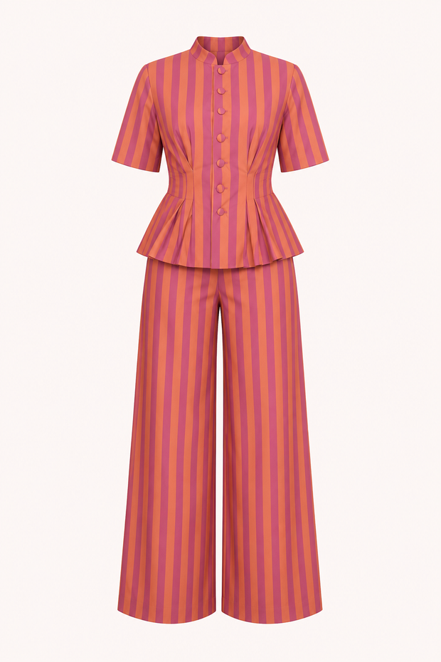Elegantes Set aus kurzärmeliger Bluse und Hose – Caussie