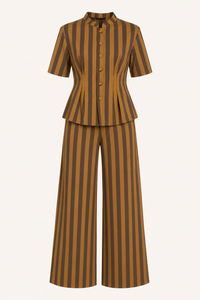 Elegantes Set aus kurzärmeliger Bluse und Hose – Caussie
