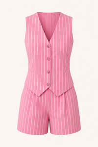 Gestreifte Damenweste und hochgeschlossene Shorts - Pinny
