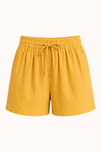 Damen-Shorts aus Leinen und Baumwolle mit elastischem Bund und Kordelzug – Anja