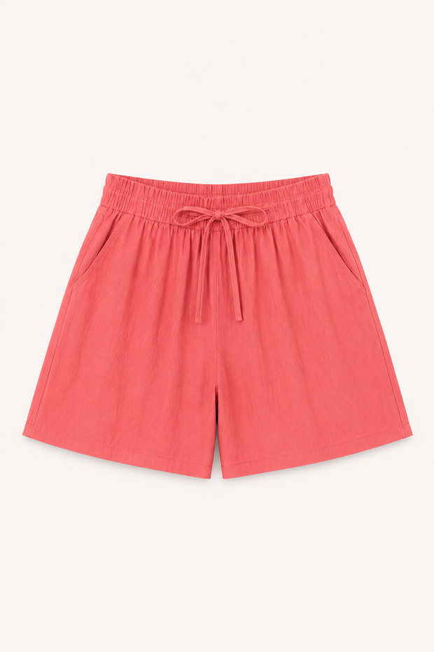 Damen-Shorts aus Leinen und Baumwolle mit elastischem Bund und Kordelzug – Anja
