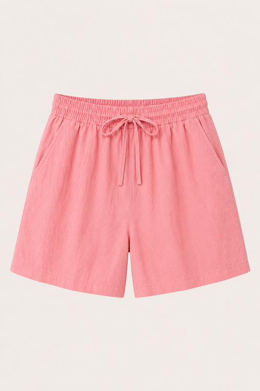 Damen-Shorts aus Leinen und Baumwolle mit elastischem Bund und Kordelzug – Anja