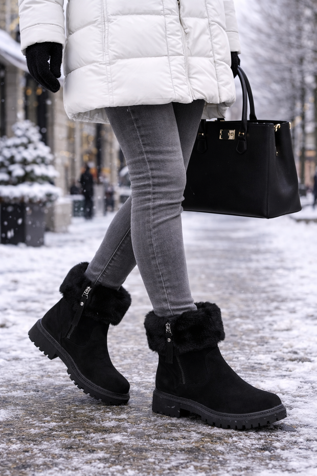 Damen-Schneestiefel mit seitlichem Reißverschluss und Thermofutter - Xavira