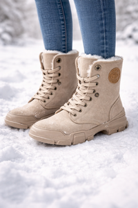 Halbhohe Damenstiefeletten, Plüsch - Rikke
